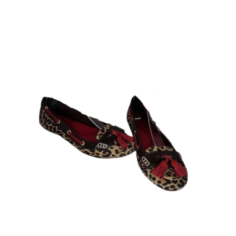 Sperry Top-Sider Leather Tassel Flats Size 6 1/2 Leopard